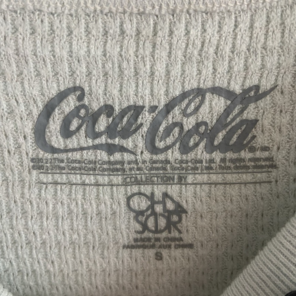 Coca Cola Logo Waffle Knit Thermal by Chaser women sz S Nostalgia Memorabilia - Picture 9 of 14